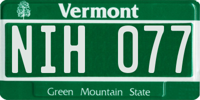 VT license plate NIH077