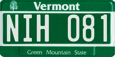 VT license plate NIH081