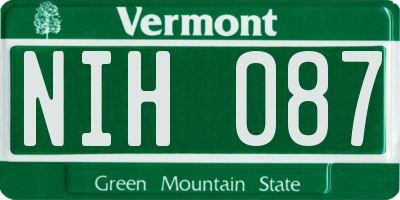 VT license plate NIH087