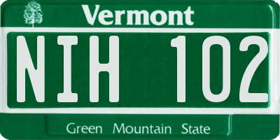 VT license plate NIH102