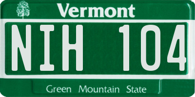 VT license plate NIH104
