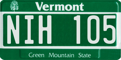 VT license plate NIH105