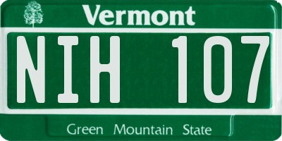VT license plate NIH107