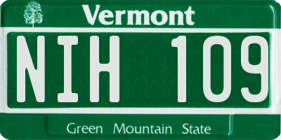 VT license plate NIH109