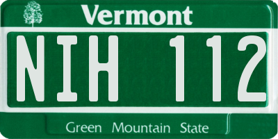 VT license plate NIH112