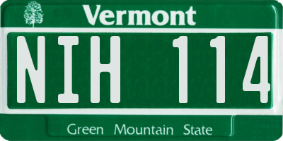 VT license plate NIH114