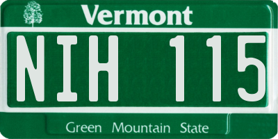 VT license plate NIH115