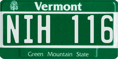 VT license plate NIH116