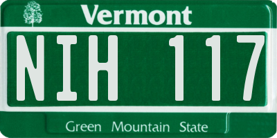 VT license plate NIH117