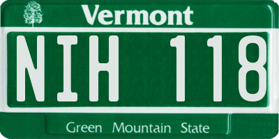 VT license plate NIH118