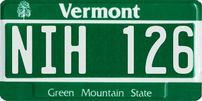 VT license plate NIH126