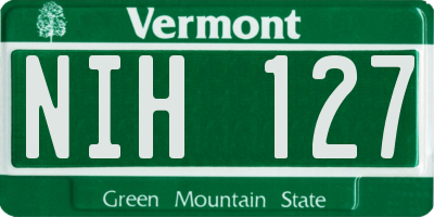 VT license plate NIH127