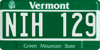 VT license plate NIH129