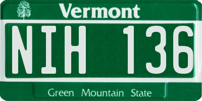 VT license plate NIH136