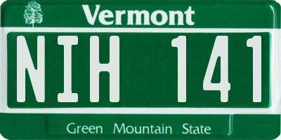 VT license plate NIH141