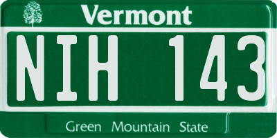 VT license plate NIH143
