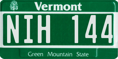 VT license plate NIH144