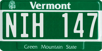 VT license plate NIH147