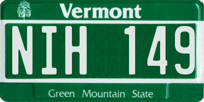 VT license plate NIH149