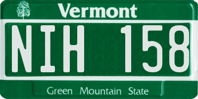 VT license plate NIH158