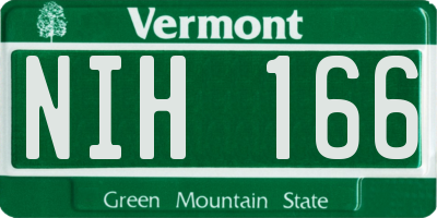 VT license plate NIH166