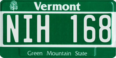 VT license plate NIH168