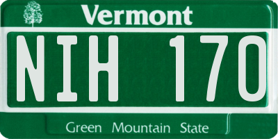 VT license plate NIH170