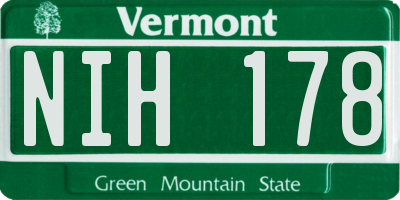 VT license plate NIH178