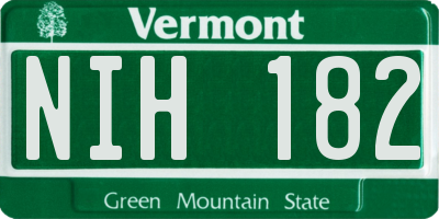 VT license plate NIH182