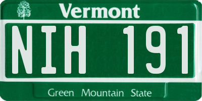 VT license plate NIH191
