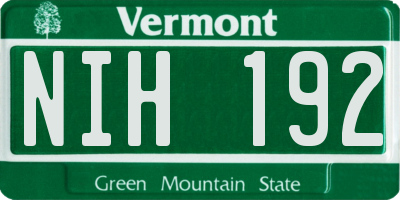 VT license plate NIH192