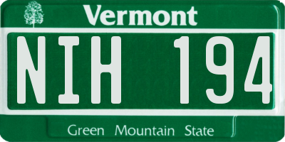 VT license plate NIH194