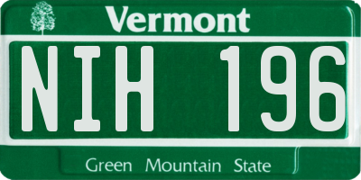 VT license plate NIH196