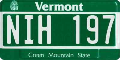 VT license plate NIH197