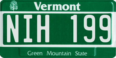 VT license plate NIH199