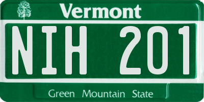 VT license plate NIH201