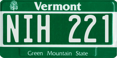 VT license plate NIH221