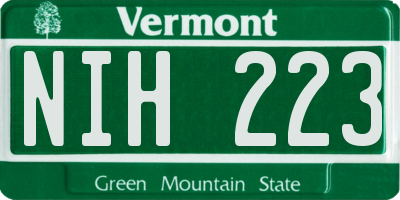 VT license plate NIH223