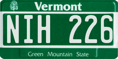 VT license plate NIH226