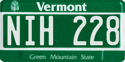 VT license plate NIH228