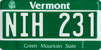 VT license plate NIH231