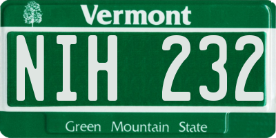 VT license plate NIH232
