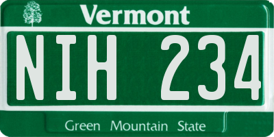 VT license plate NIH234