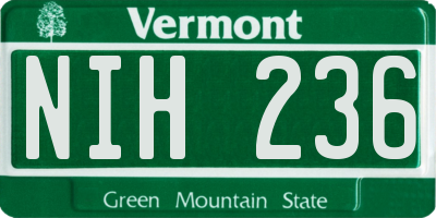 VT license plate NIH236