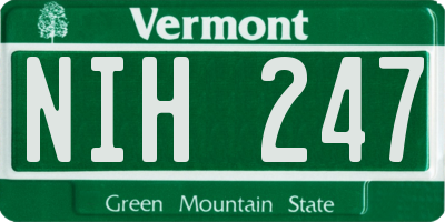 VT license plate NIH247