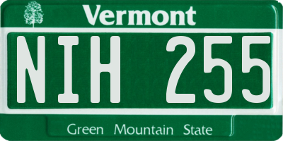 VT license plate NIH255