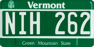 VT license plate NIH262