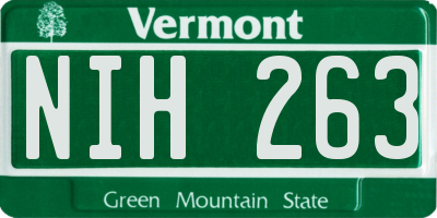 VT license plate NIH263
