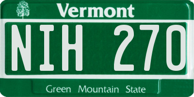 VT license plate NIH270