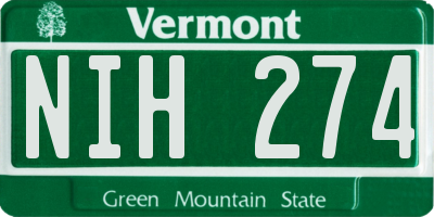 VT license plate NIH274